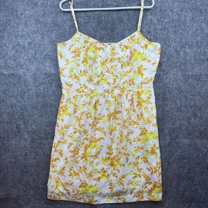 J Crew Dress 14 Yellow Orange White‎ Flowers Summer Lightweight Spring Pockets